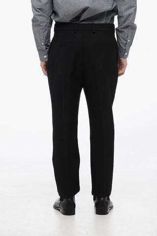 4-Pocket Jacquard Wool Pants with Pinstriped Motif