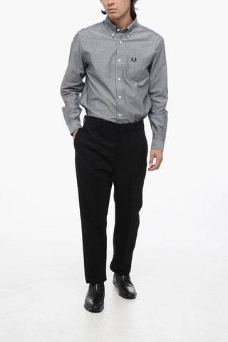 4-Pocket Jacquard Wool Pants with Pinstriped Motif