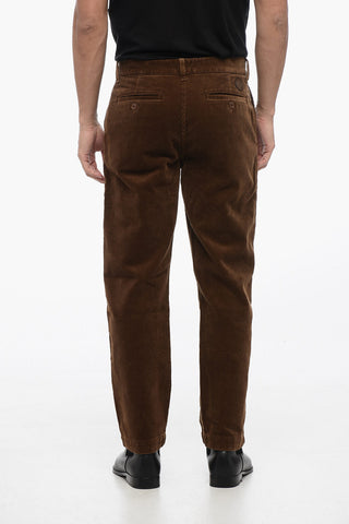 Pantaloni Chino in Velour a Coste con Passanti