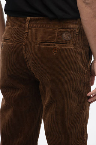 Pantaloni Chino in Velour a Coste con Passanti