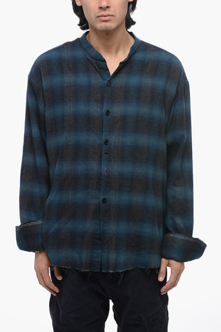 Flannel Oversized Shirt with Raw Cut