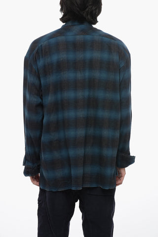 Flannel Oversized Shirt with Raw Cut