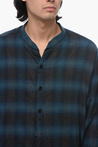 Flannel Oversized Shirt with Raw Cut