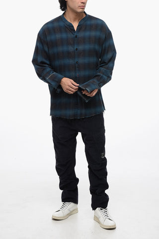 Flannel Oversized Shirt with Raw Cut
