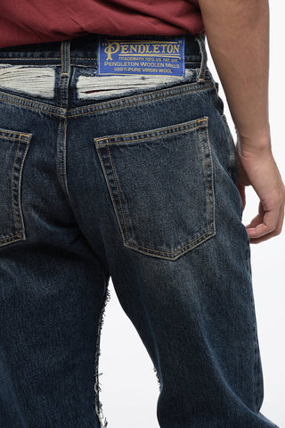 MM8 PENDLETON Jeans Relaxed Fit con Orlo in Lana
