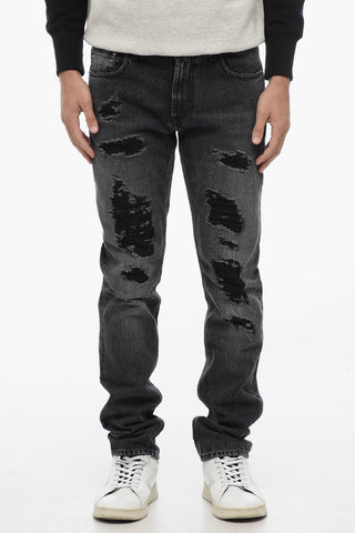 Skinny Fit Denims with Distressed Details 15cm