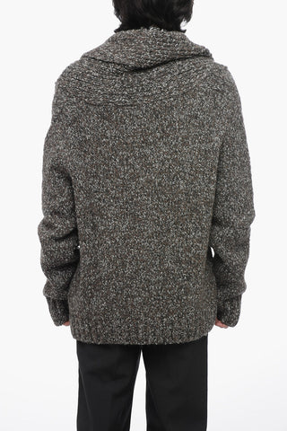 Cardigan in Tweed CHUNKY ALPACA con Tasche a Toppa