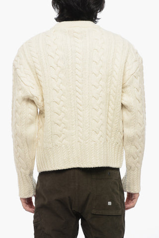 Pullover Girocollo CABLE in Lana Vergine Aran