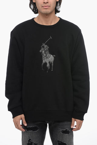 Fleeced Cotton Blend Sweatshirt with Eco-leather Patch