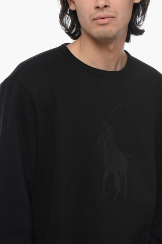 Fleeced Cotton Blend Sweatshirt with Eco-leather Patch