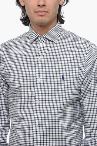 Camicia Slim Fit in Cotone con Motivo a Quadri