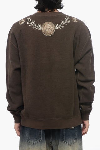 Crew Neck Reverse Cotton Sweatshirt with Print