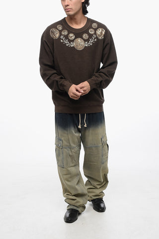 Crew Neck Reverse Cotton Sweatshirt with Print