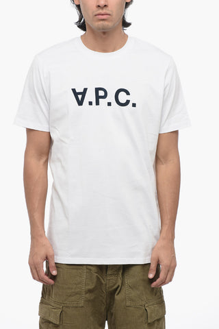 T-Shirt Girocollo in Cotone con Logo Floccato