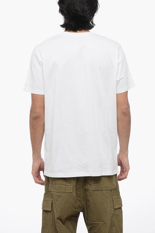 T-Shirt Girocollo in Cotone con Logo Floccato