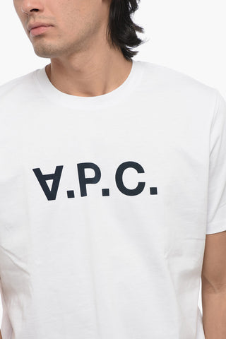T-Shirt Girocollo in Cotone con Logo Floccato