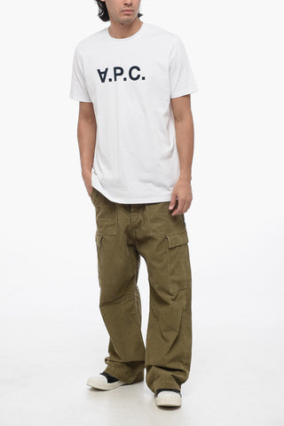 T-Shirt Girocollo in Cotone con Logo Floccato