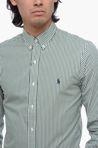 Camicia Slim a Righe con Colletto Button Down