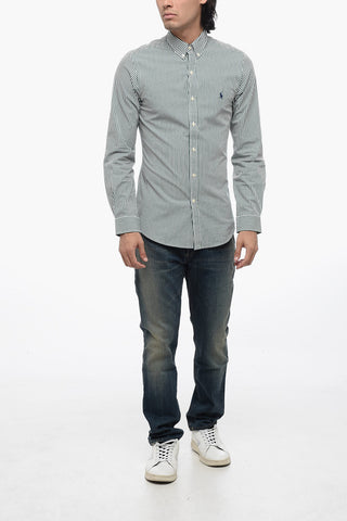 Camicia Slim a Righe con Colletto Button Down