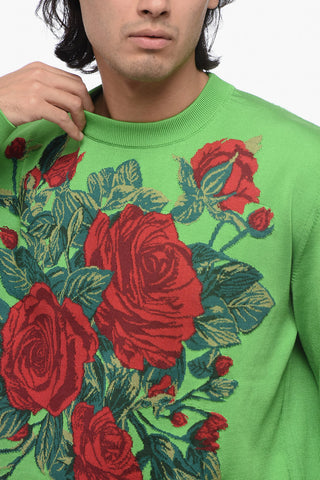 Crew Neck EDEN Floral Patterned Silk Sweater