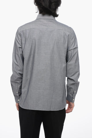 Button-down Cotton Shirt with Logoed Breast-pocket