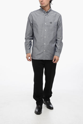 Button-down Cotton Shirt with Logoed Breast-pocket