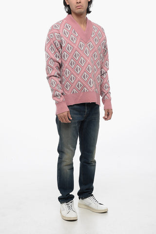 Cashmere Blend DIAMOND V Neck Sweater