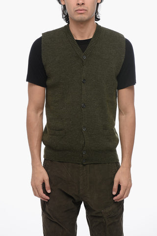 Gilet Abbottonato in Lana con Scollo a V