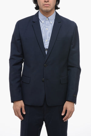 Wool Single-Breasted Blazer With Flap Pockets