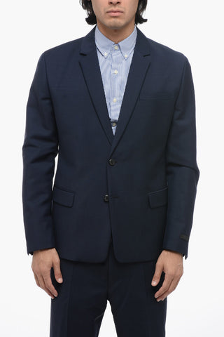 Blazer Monopetto In Lana Con Tasche Ad Aletta