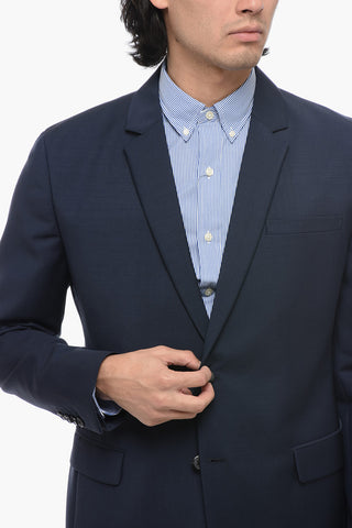 Blazer Monopetto In Lana Con Tasche Ad Aletta
