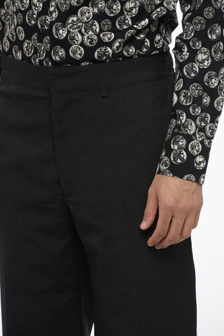 Wool Straight Fit Pants with Cut-Out
