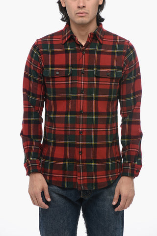 Wool Flannel Overshirt with Tartan Pattern