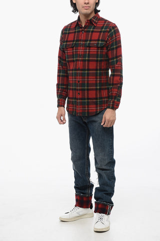 Wool Flannel Overshirt with Tartan Pattern