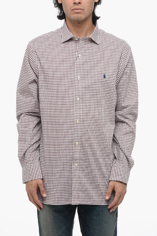 Cotton Slim Fit Shirt with Checkered Motif