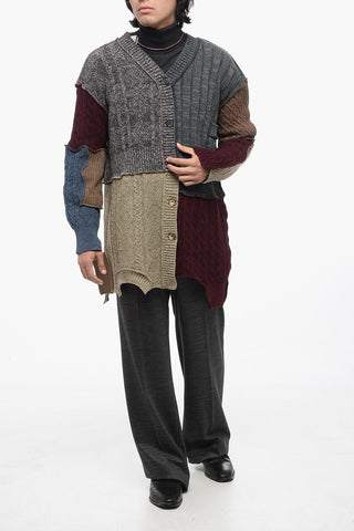 Cardigan Patchwork in Misto Lana con Design Asimmetrico