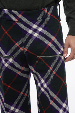 Pantaloni Multitasca in Lana Vergine Tartan