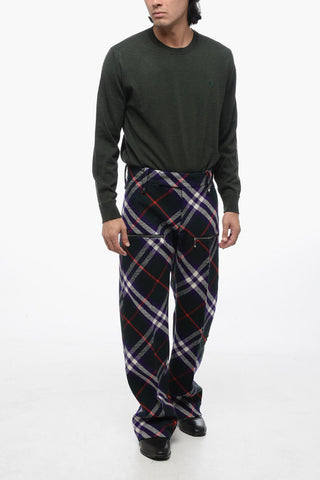 Pantaloni Multitasca in Lana Vergine Tartan