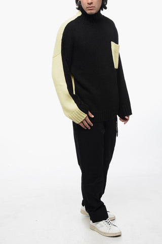Alpaca Blend Two Tone Pullover with Turtleneck