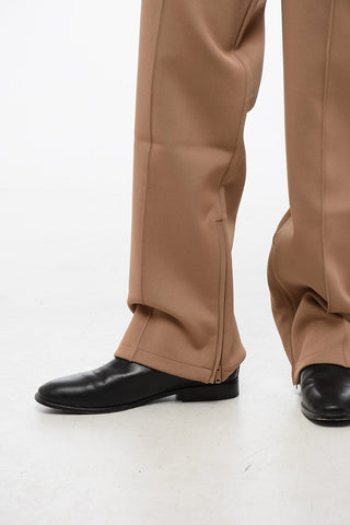 Stretch Fabric Pants with Tartan Elastic Waistband