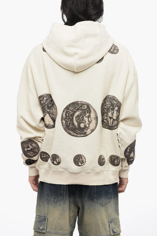 Felpa Hoodie in Cotone Reverse con Stampa