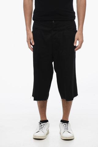 MM0 Wool Shorts with Tape Detail and Raw-cut Hem