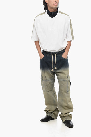 Degradè Denim Cargo Pants with Elastic Waistband