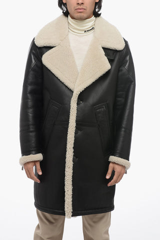 SLIM SINGLE BREASTED LONG SHEARLING COAT