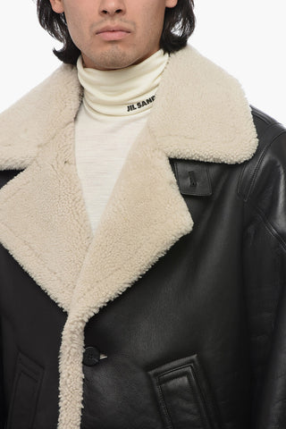 SLIM SINGLE BREASTED LONG SHEARLING COAT