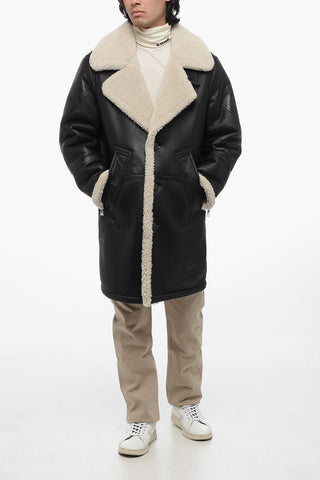 SLIM SINGLE BREASTED LONG SHEARLING COAT