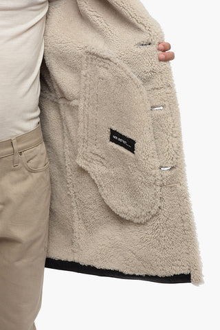 SLIM SINGLE BREASTED LONG SHEARLING COAT