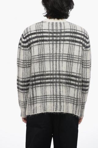 Tartan Mohair Blend Pullover with Jacquard Logo