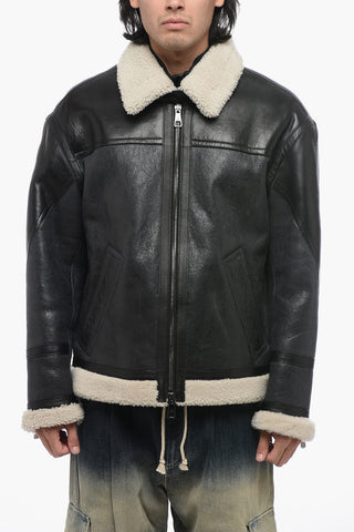 SLIM CURLY CRACKED SHEEPSKIN JACKET