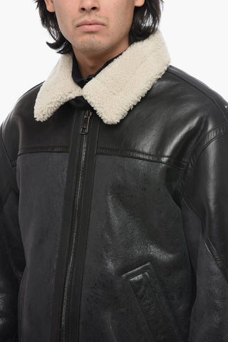 SLIM CURLY CRACKED SHEEPSKIN JACKET